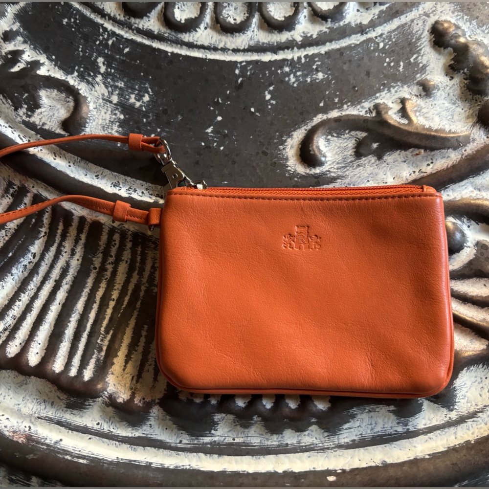 ROWALLAN Orange Leather Wristlet Wallet NWOT